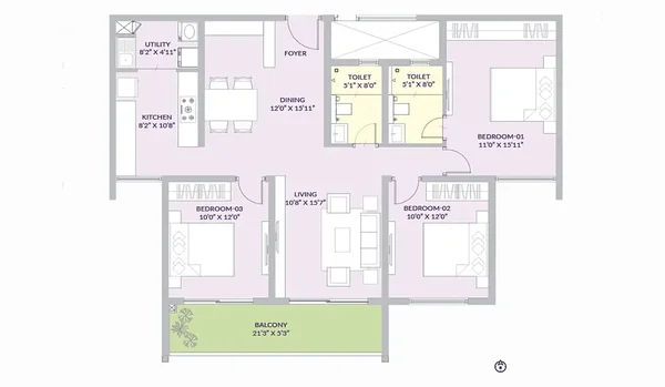 Featured Image of Century Astoria 3 BHK Floor Plan
